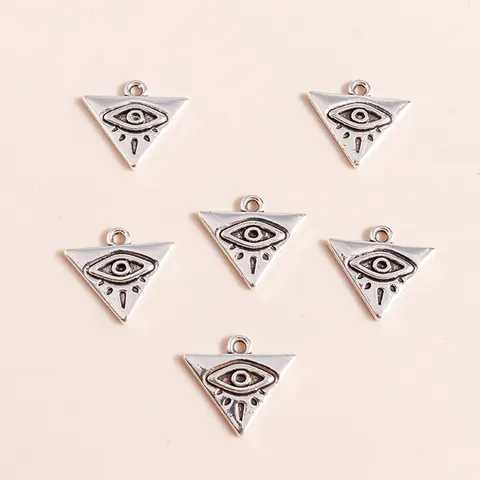 Alloy Triangle Evil Eye Pendants Antique Silver Geometric All-Seeing Eye Charms For DIY Necklace Bracelet Jewelry Making Accessories
