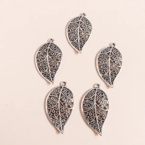 Vintage Alloy Hollow Out Leaf Charms Antique Silver Botanical Pendants For DIY Jewelry Making Findings Necklace Bracelet Crafts