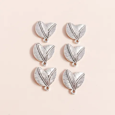Antique Silver Alloy Leaf Charms Double Leaves Pendants For DIY Jewelry Making Accessories Vintage Style Botanical Ornaments