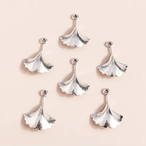 Ginkgo Leaf Alloy Pendants Silver Plated Botanical Tree Leaf Charms For DIY Necklace Bracelet Earring Jewelry Making Accessories