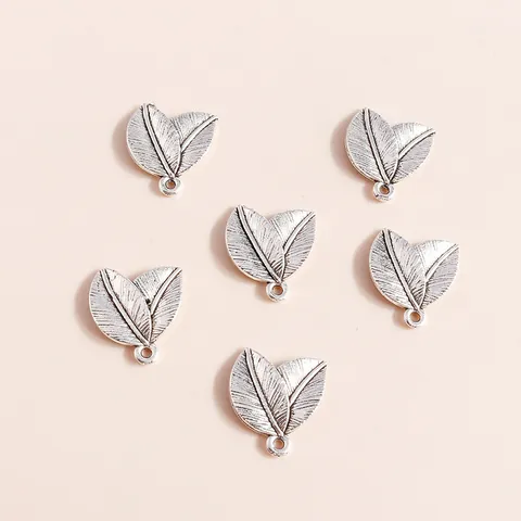 Antique Silver Alloy Leaf Charms Double Leaves Pendants For DIY Jewelry Making Accessories Vintage Style Botanical Ornaments