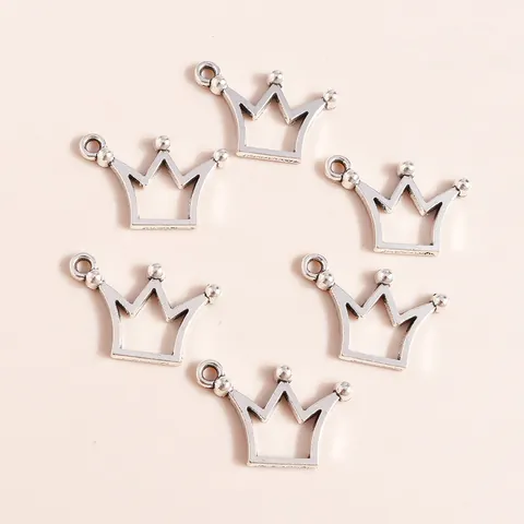 Simple Alloy Hollow Crown Charms Electroplated Silver Pendants Only (Without Chain) For DIY Jewelry Making Accessories