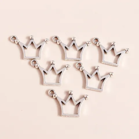 Simple Alloy Hollow Crown Charms Electroplated Silver Pendants Only (Without Chain) For DIY Jewelry Making Accessories