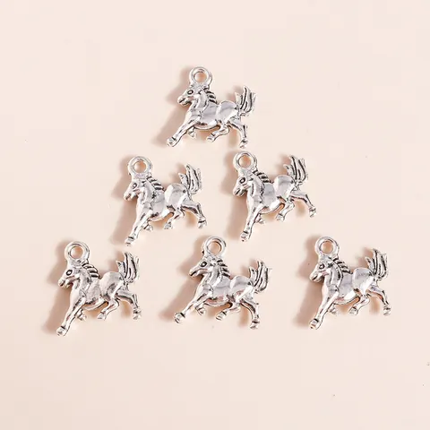 Antique Silver Plated Alloy Running Horse Pendants For DIY Jewelry Making Crafting Findings Animal Zodiac Horse Charm