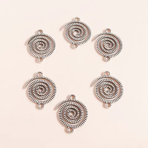 Antique Silver Alloy Spiral Vortex Double Hanger Pendant For DIY Necklace Bracelet Making Retro Geometric Jewelry Findings
