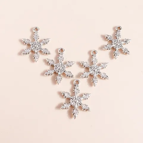Christmas Snowflake Alloy Pendants DIY Jewelry Accessories Silver Metal Charms For Necklace Bracelet Making Crafting