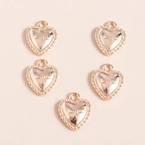 Alloy Love Heart Pendants With Beaded Border For DIY Jewelry Making Necklace Bracelet Gold Plated Heart Charms Accessories