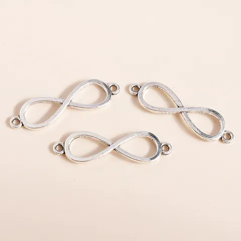 Antique Silver Alloy Infinity Symbol Connector Charms Simple Figure 8 Double Hole Pendant For DIY Jewelry Making Crafts