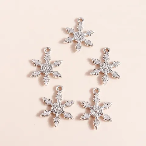 Christmas Snowflake Alloy Pendants DIY Jewelry Accessories Silver Metal Charms For Necklace Bracelet Making Crafting