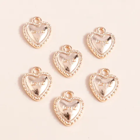 Alloy Love Heart Pendants With Beaded Border For DIY Jewelry Making Necklace Bracelet Gold Plated Heart Charms Accessories
