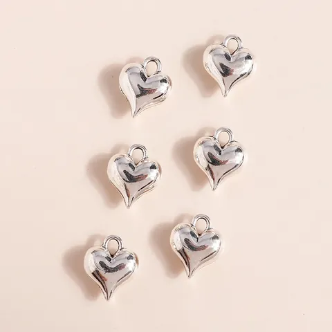 Alloy Heart Pendants 3D Stereoscopic Silver Plated Charms For DIY Jewelry Making Necklaces Bracelets Accessories Women Jewelry