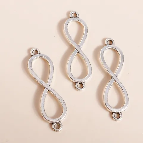 Antique Silver Alloy Infinity Symbol Connector Charms Simple Figure 8 Double Hole Pendant For DIY Jewelry Making Crafts