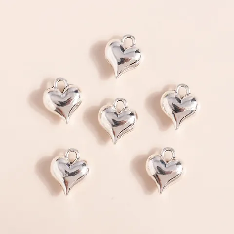 Alloy Heart Pendants 3D Stereoscopic Silver Plated Charms For DIY Jewelry Making Necklaces Bracelets Accessories Women Jewelry