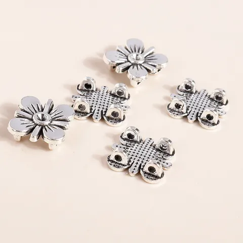 Alloy Cherry Blossom Clover Flower Charms For Jewelry Making DIY Craft Findings Accessories Antique Silver Plated Floral Pendants