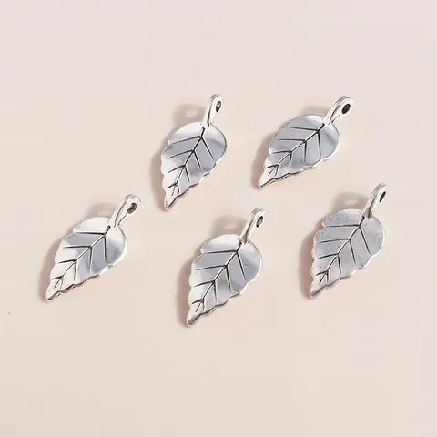 Vintage Alloy Tree Leaf Pendant Charms For DIY Jewelry Making Antique Silver Color Leaf Vein Texture Accessory For Necklace