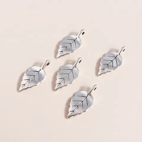 Vintage Alloy Tree Leaf Pendant Charms For DIY Jewelry Making Antique Silver Color Leaf Vein Texture Accessory For Necklace