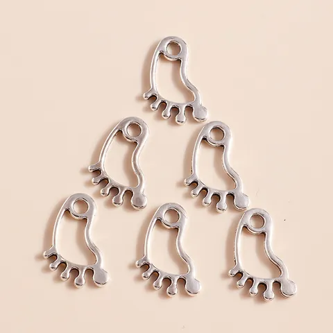Hollow Out Footprint Alloy Charms DIY Jewelry Making Accessories For Necklace Bracelet Tiny Baby Feet Pendants Electroplated