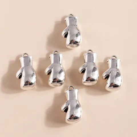 Sporty Alloy Boxing Glove Pendants Silver Plated Metal Charms For DIY Necklace Bracelet Keychain Jewelry Making Accessories