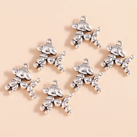 Alloy Silver Plated Balloon Dog Pendants For DIY Jewelry Making Necklaces Bracelets Handmade Craft Jewelry Accessories