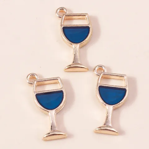 Alloy Enamel Wine Glass Charms For DIY Jewelry Making Gold Plated Goblet Pendants For Necklace Bracelet Earring Accessories