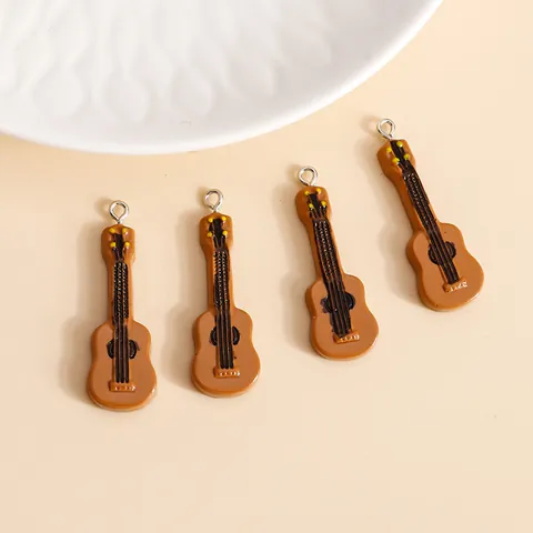 Gitarre Geformte Zinklegierung Tropföl Emaille Charms Für DIY Schmuckherstellung Musikinstrument Miniatur Anhänger Bastelzubehör