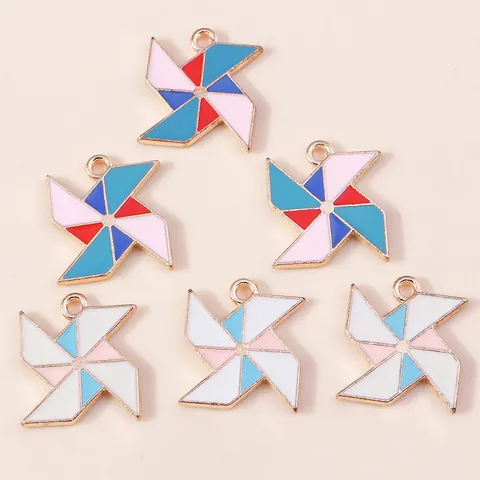 Cute Cartoon Windmill Enamel Alloy Charms For Necklace Handbag DIY Crafts Jewelry Making Pendants For Kids Women Accessories