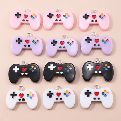 DIY Game Controller Resin Charms Colorful Gamepad Pendants With Metal Loop For Jewelry Making Keychain Crafting Accessories