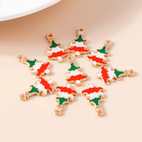 Alloy Oil Dripping Christmas Tree Pendants For DIY Jewelry Making Enamel Festive Charms Necklace Bracelet Accessories