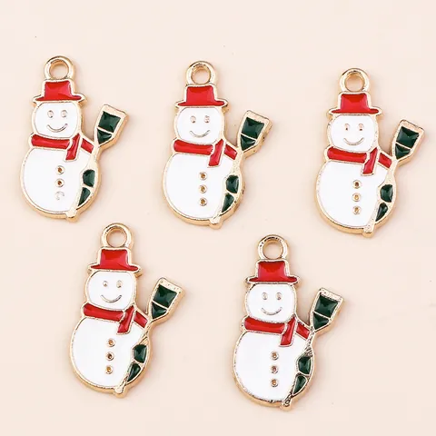 Zinc Alloy Enamel Christmas Snowman Charms DIY Jewelry Making Pendants Christmas Tree Decor Necklace Bracelet Accessorie
