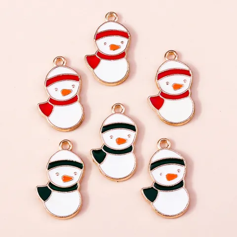 Cartoon Cute Christmas Snowman Scarf Zinc Alloy Enamel Charms For DIY Necklace Bracelet Jewelry Making Accessories Pendant Only Without Chain