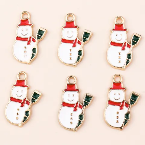 Zinc Alloy Enamel Christmas Snowman Charms DIY Jewelry Making Pendants Christmas Tree Decor Necklace Bracelet Accessorie