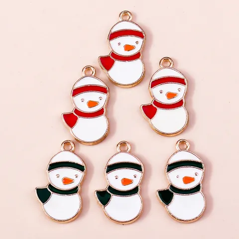 Cartoon Cute Christmas Snowman Scarf Zinc Alloy Enamel Charms For DIY Necklace Bracelet Jewelry Making Accessories Pendant Only Without Chain