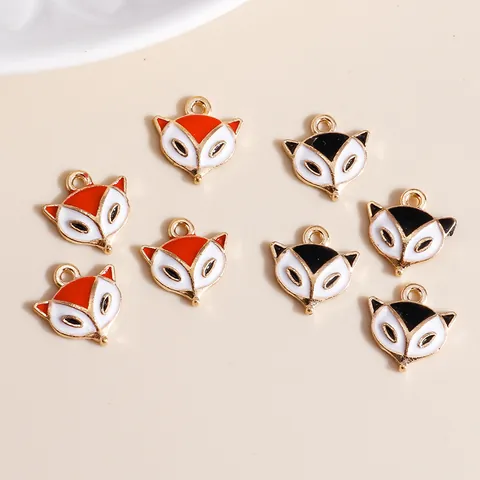 Cartoon Fox Head Alloy Drip Oil Enamel Pendants For DIY Jewelry Making Necklace Bracelet Handmade Jewelry Accessories