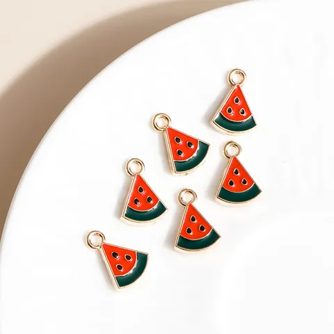 Zinc Alloy Drip Oil Watermelon Slice Pendants DIY Jewelry Making Fruit Charms For Necklace Earring Bracelet Crafting