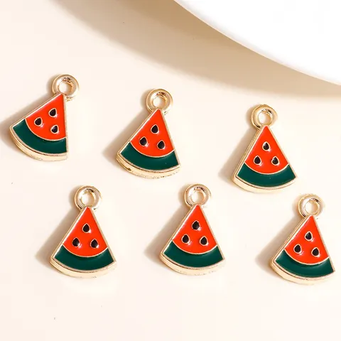 Zinc Alloy Drip Oil Watermelon Slice Pendants DIY Jewelry Making Fruit Charms For Necklace Earring Bracelet Crafting