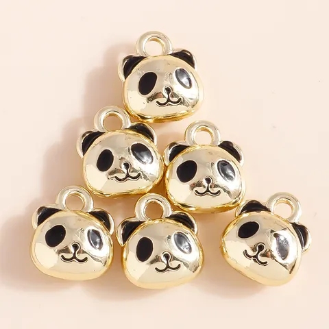 DIY Zinc Alloy Cute Panda Head Charms Enameled Animal Pendants For Necklace Bracelet Earring Jewelry Making Accessory
