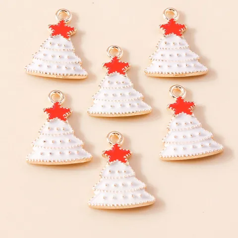 Alloy Christmas Tree Pendants Enamel Charms Gold Plated DIY Jewelry Making Accessories For Necklaces Earrings Bracelets Crafting