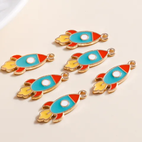 Cartoon Rocket Charms Zinc Alloy Enamel Drip Oil Pendants For DIY Jewelry Making Necklace Bracelet Keychain Accessories