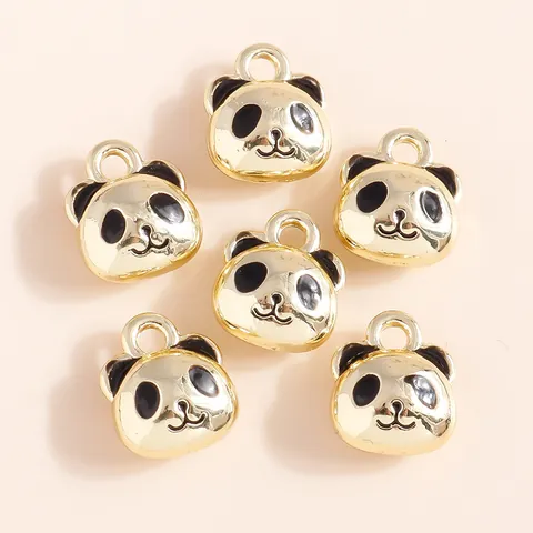DIY Zinc Alloy Cute Panda Head Charms Enameled Animal Pendants For Necklace Bracelet Earring Jewelry Making Accessory