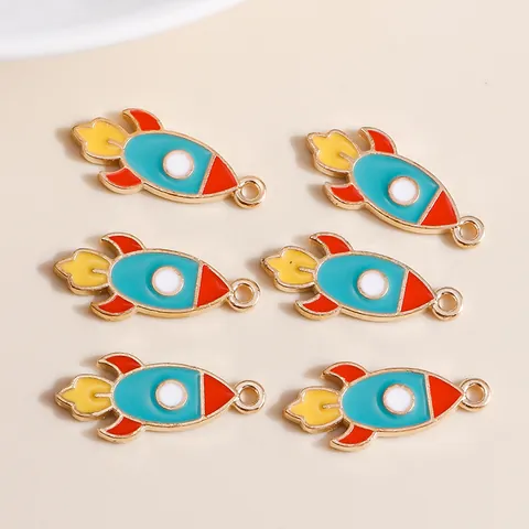 Cartoon Rocket Charms Zinc Alloy Enamel Drip Oil Pendants For DIY Jewelry Making Necklace Bracelet Keychain Accessories