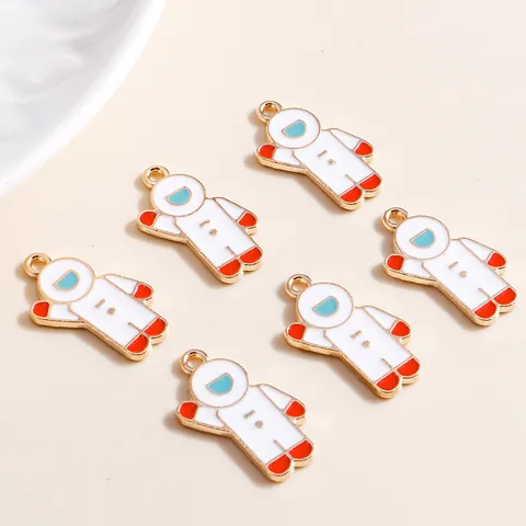 Cartoon Astronaut Spaceman Alloy Enamel Pendant Gold Plated Oil Drop Drip Charms For DIY Jewelry Necklace Bracelet Findings