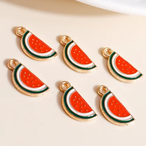 Alloy Enamel Watermelon Charms For DIY Jewelry Making Simulation Fruit Pendants For Necklace Bracelet Earrings Women Crafting