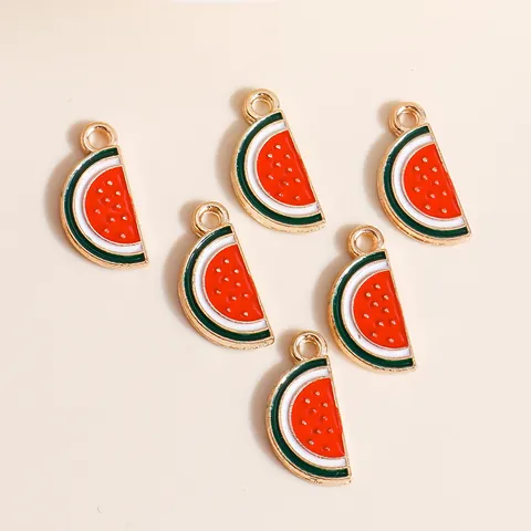 Alloy Enamel Watermelon Charms For DIY Jewelry Making Simulation Fruit Pendants For Necklace Bracelet Earrings Women Crafting