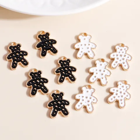 Cartoon Bear Alloy Enamel Charms Gold Plated Star Pattern DIY Pendants For Jewelry Making Necklace Keychain Accessories