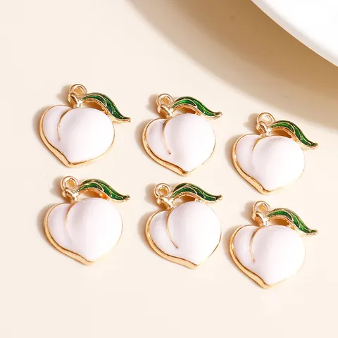 Alloy Enamel Peach Fruit Pendant DIY Jewelry Making Accessories For Necklace Bracelet Earrings Accessories