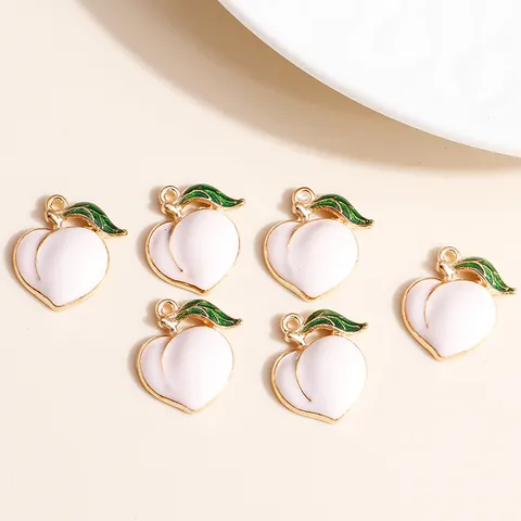 Alloy Enamel Peach Fruit Pendant DIY Jewelry Making Accessories For Necklace Bracelet Earrings Accessories