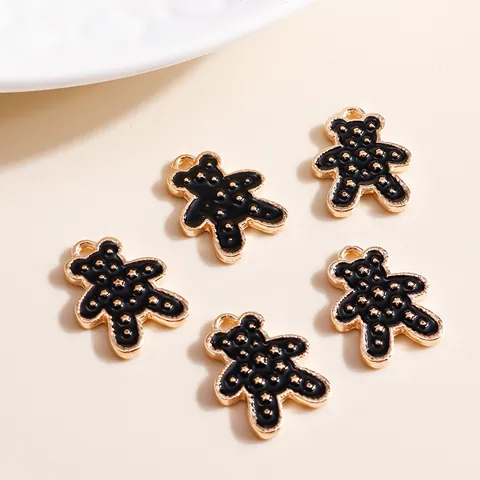 Cartoon Bear Alloy Enamel Charms Gold Plated Star Pattern DIY Pendants For Jewelry Making Necklace Keychain Accessories