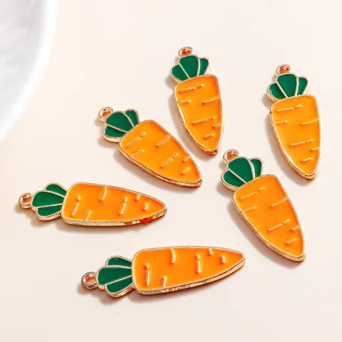 Enamel Carrot Charms Alloy Drip Oil Vegetable Pendants For DIY Jewelry Making Earrings Bracelets Necklace Crafting Accessories