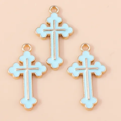 Emaille Kant Kruis Hangers Zinklegering Vergulde Charms Voor DIY Ketting Armband Sleutelhanger Sieraden Maken Gotische Religieuze Accessoires