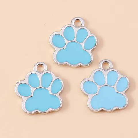 Cartoon Cat Paw Print Alloy Enamel Pendants For DIY Jewelry Making Colorful Pet Footprint Charms Necklace Bracelet Accessories